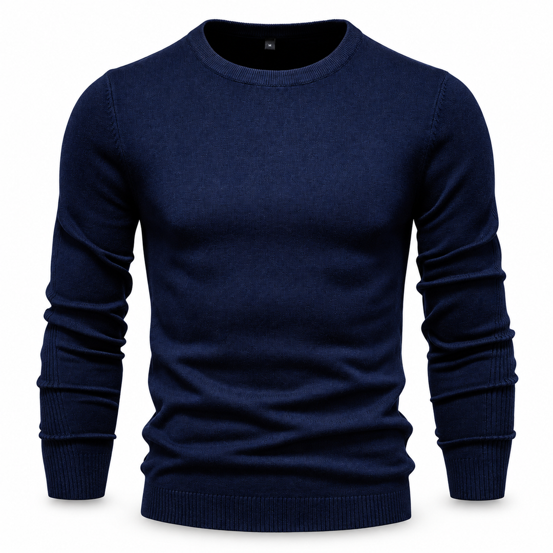 Peter | Pullover til Mænd med Rund Hals og Ribbede Manchetter Koksgra 1