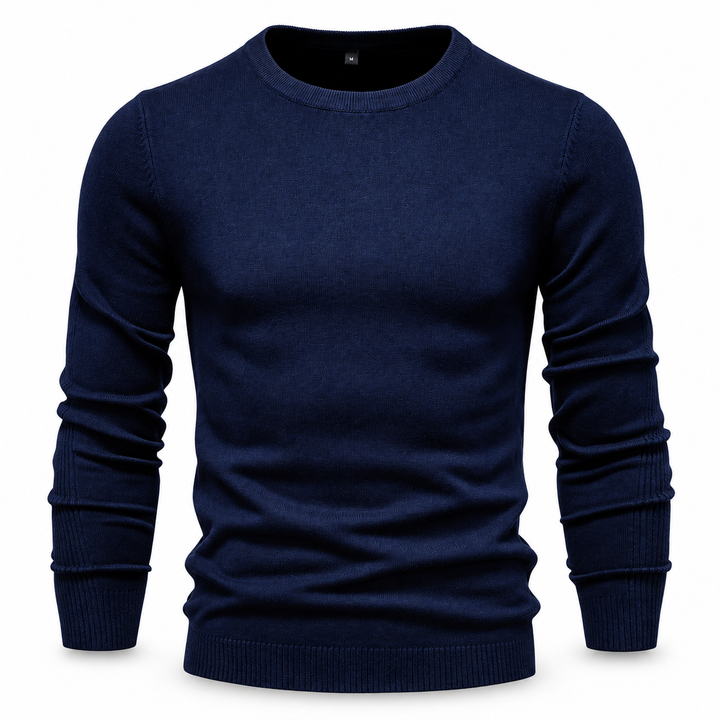 Peter | Pullover til Mænd med Rund Hals og Ribbede Manchetter Koksgra 1