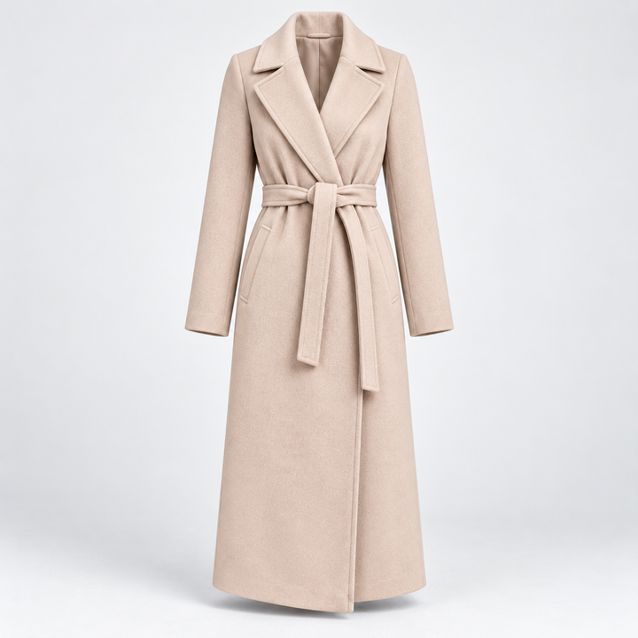 Rikke | Trenchcoat til Kvinder med Bælte og Bred Reverskrave Beige