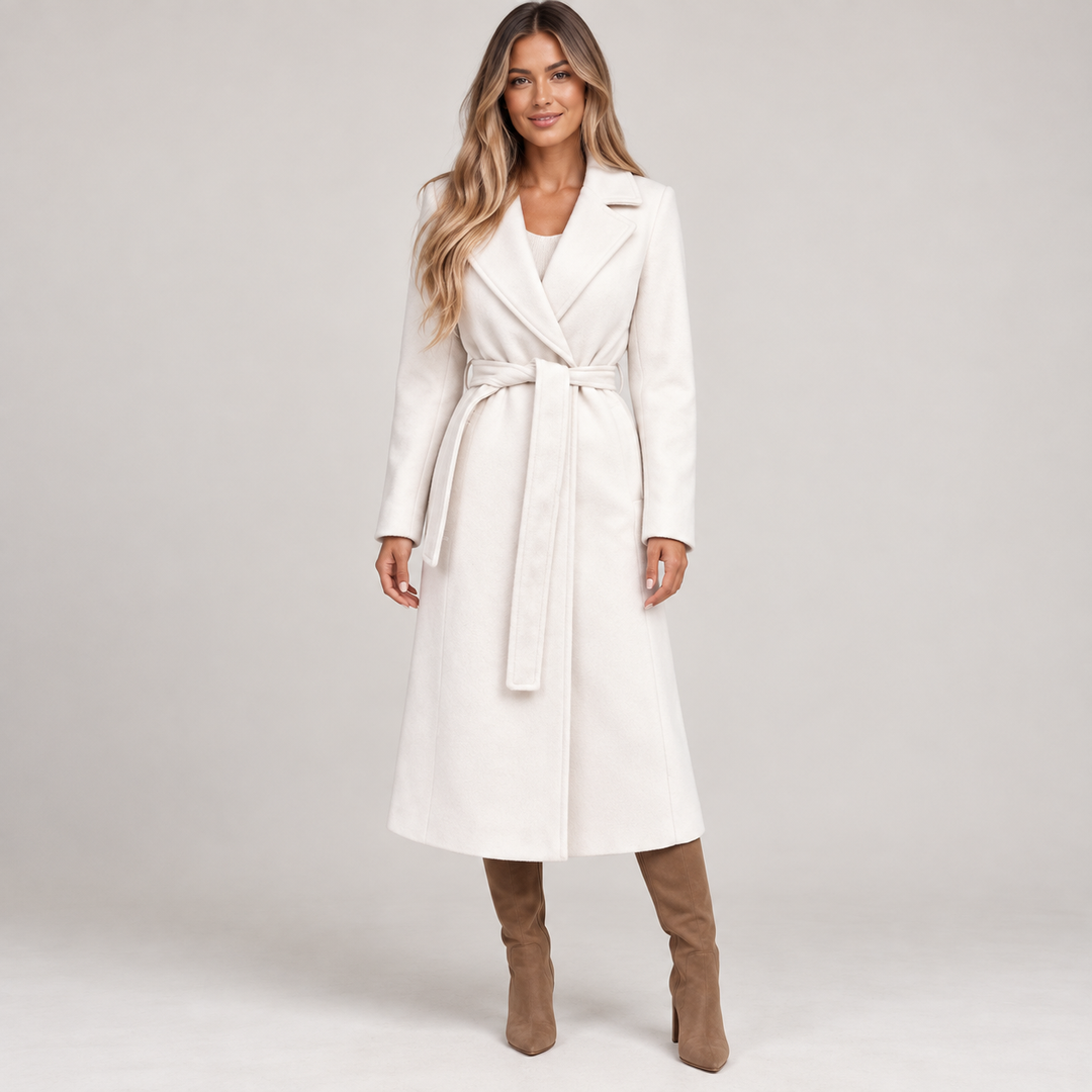 Rikke | Trenchcoat til Kvinder med Bælte og Bred Reverskrave Beige