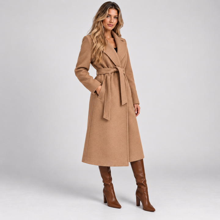 Rikke | Trenchcoat til Kvinder med Bælte og Bred Reverskrave Beige