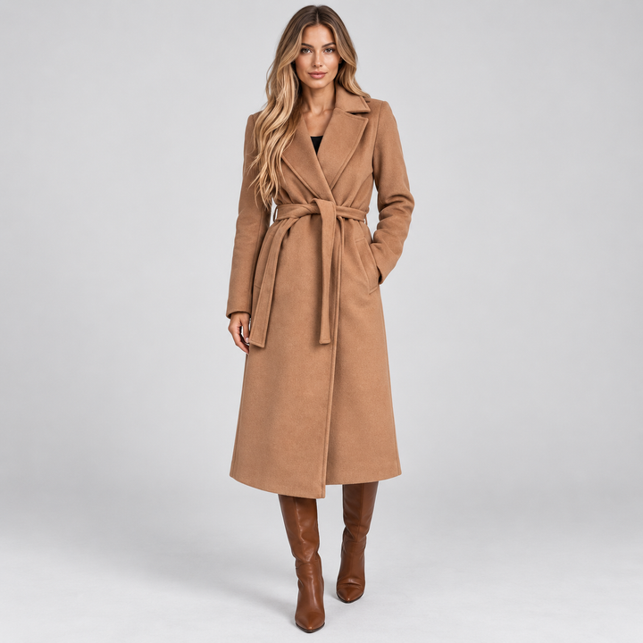 Rikke | Trenchcoat til Kvinder med Bælte og Bred Reverskrave Beige