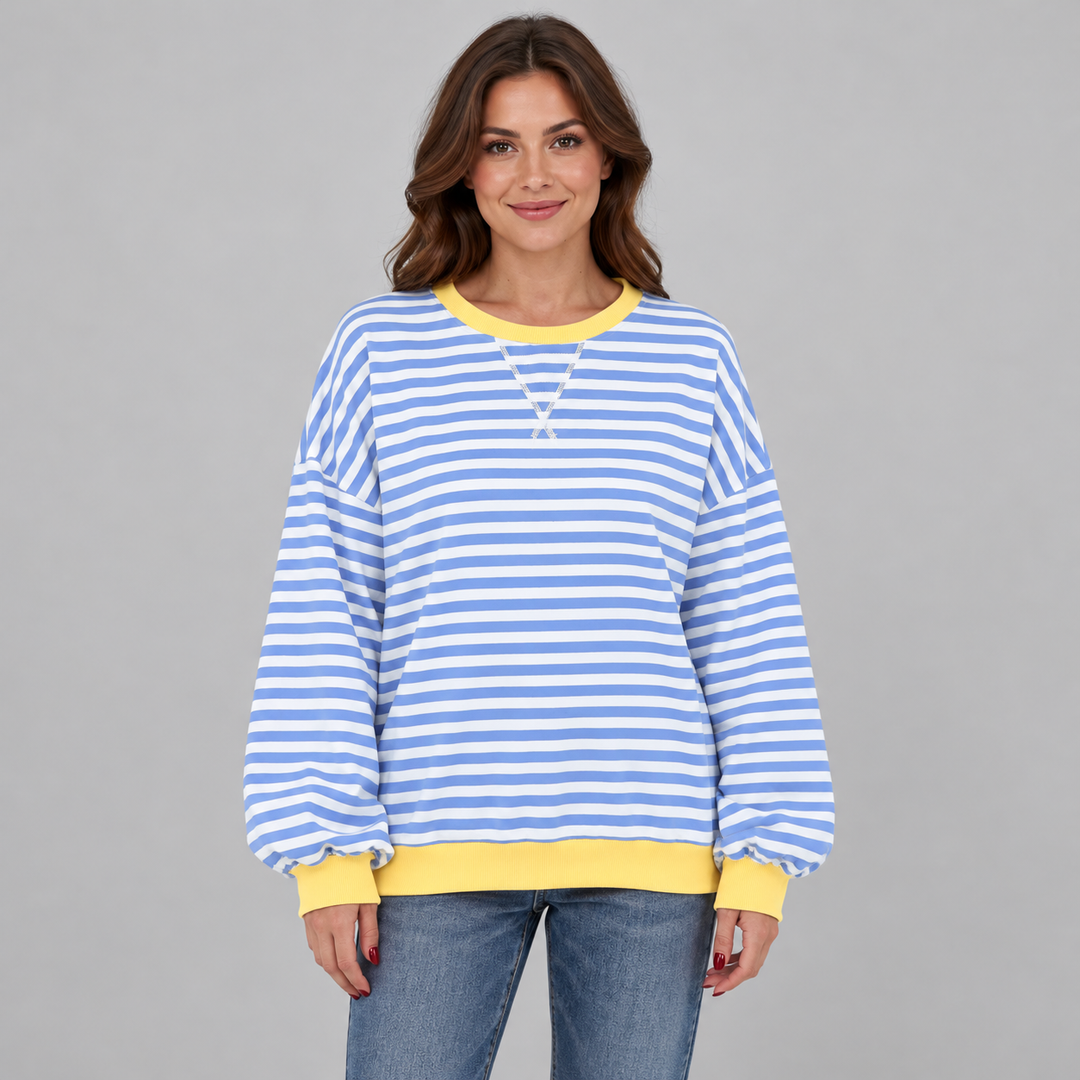 Tilde | Stribet Sweatshirt til Kvinder med Lange Ærmer og Afslappet Pasform Bla 1