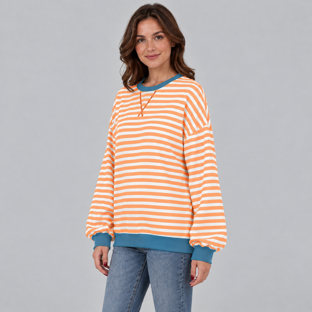 Tilde | Stribet Sweatshirt til Kvinder med Lange Ærmer og Afslappet Pasform Bla 1