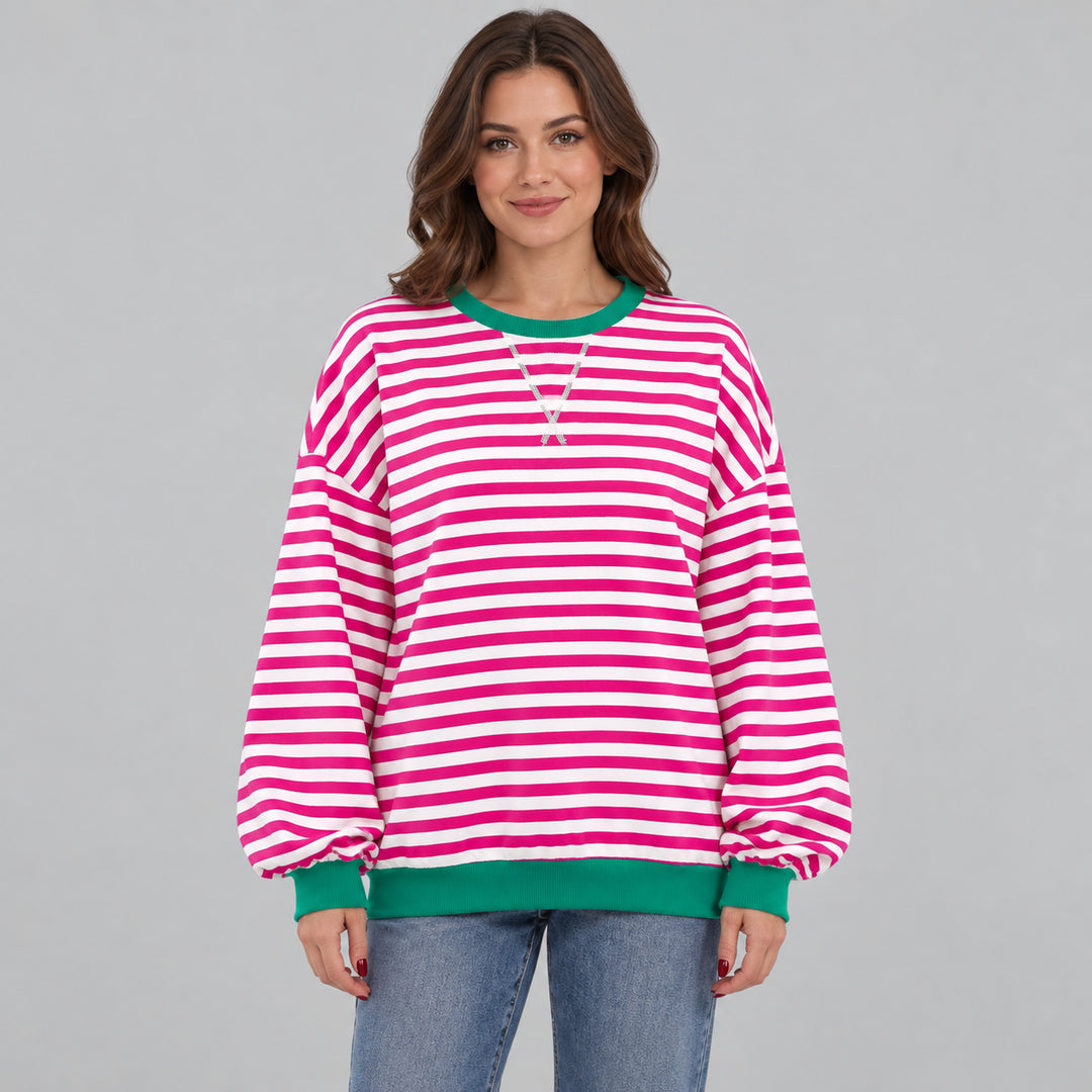 Tilde | Stribet Sweatshirt til Kvinder med Lange Ærmer og Afslappet Pasform Bla 1